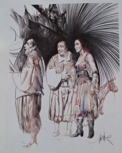 Raymond Moretti Sancho Hand Signed Limited Edition: Hand Signed Original Lithograph By Raymond Moretti Titled "Sancho”. This Piece Is Both Hand Signed By The Artist. This Piece Is Numbered 52/199. Printed On Arches Rag Vellum Paper. Paper Measures 21