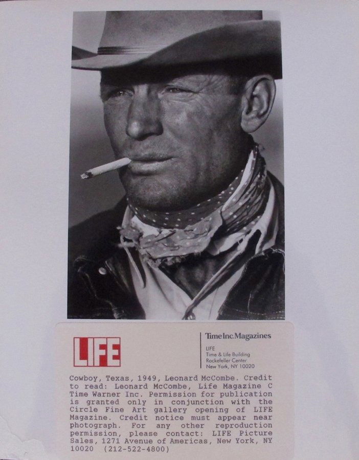 Life Magazine Cowboy Original Publication Photo Leonard: Life Magazine Cowboy Original Publication Photo By Leonard Mccombe C.1949. This Piece Is Stamped On Front And Back With Publication Rights From Life Magazine And Circle Gallery. Please See Pictures Fo