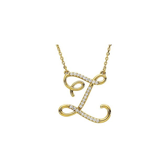 14kt Yellow Letter "Z" 1/8 CTW Diamond Initial 16": 14kt Yellow Letter "Z" 1/8 CTW Diamond Initial 16" Necklace - 14Kt Yellow -- Z 1 -- 8 Ct Tw I1,Gh 17" -- Polished -- Diamond Necklace - DWT/Pennyweight: 1.8246 - Gram Weight: 2.84