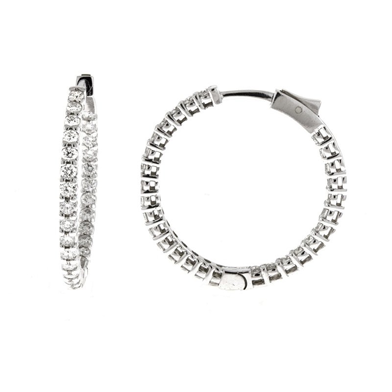 14KT White Round Hoop 1.00ct Dia.: 14kt White Round Hoop 1.00ct Dia. - Total Diamond Weight: 1.00 Ct Description: Hoop, Round Color: White