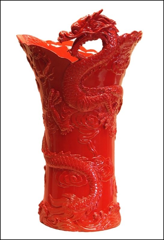 CHINESE DRAGON LARGE VASE (RED) (1 of 1)