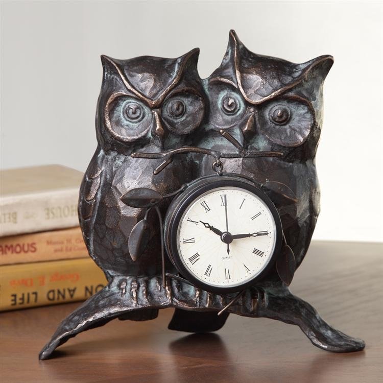 Nighttime Love Owl Pair Clock (1 of 1)