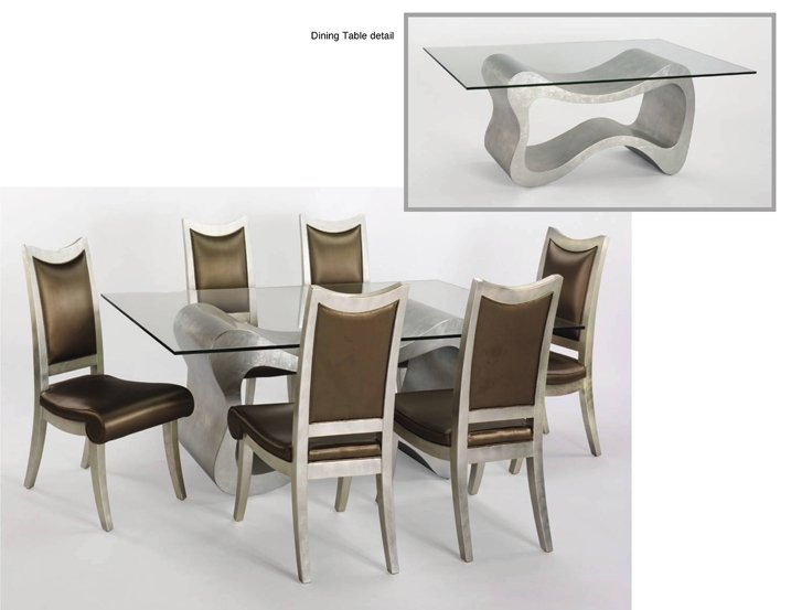 Dining Table With Glass Base: 53x21x29 " Glass: 45x76 ": Dining Table With Glass Base: 53x21x29 " Glass: 45x76 " Finish: Silverleaf And Dining Table Base Only Base: 53x21x29" Finish: Silverleaf