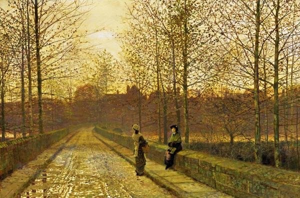 John Atkinson Grimshaw - In The Golden Gloaming: John Atkinson Grimshaw - In The Golden Gloaming Size: 44 X 29 1/8 In. - This Is A Gallery Stretched Giclee Print On Canvas. The Piece Was Printed On High Quality Artist Grade 350 Gsm, Acid-free, Archi