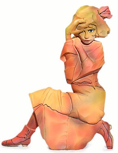 Kneeling Girl In Orange-red Dress By Egon Schiele: Kneeling Girl In Orange-red Dress By Egon Schiele - Size: 7"h X 5.25"w X 2"l
