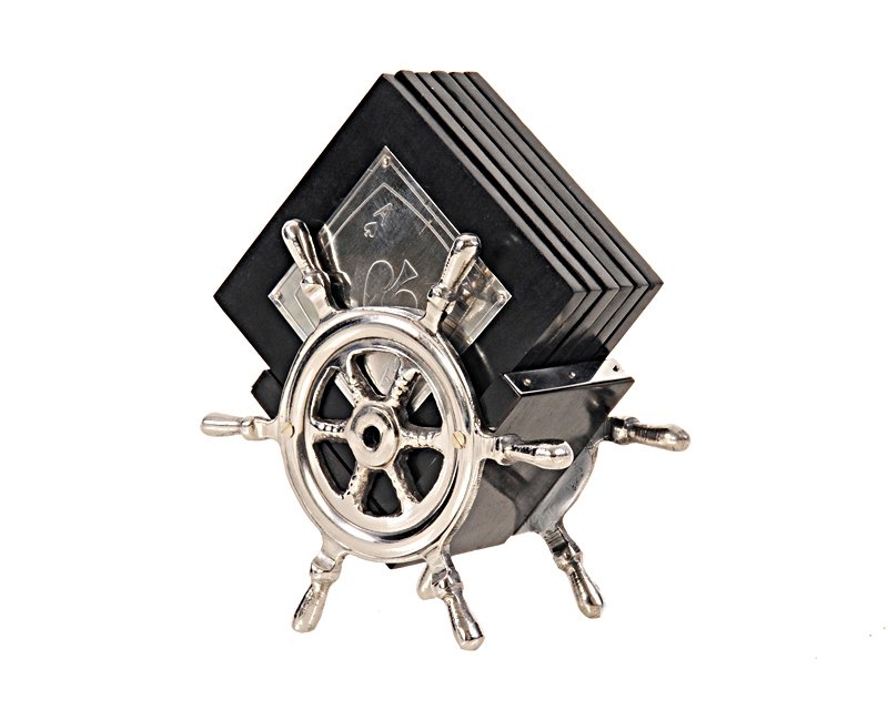 Alum/ Wood Coaster S/6 On Ship Wheel (1 of 4)