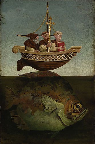 James C. Christensen - St. Brendan The Navigator: James C. Christensen - St. Brendan The Navigator - Hand Signed - Limited Edition Print - Image size: 8"w x 12"h. Limited Edition of: 650 - St. Brendan’s fame rests on the mythical adventure describe