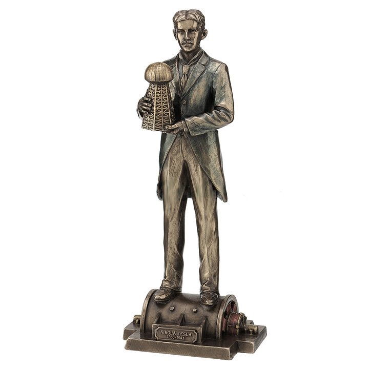 Bronze Art: Nikola Tesla Holding A Model Of Wardenclyffe Tower Material: Cold Cast Bronze Size: (H)12