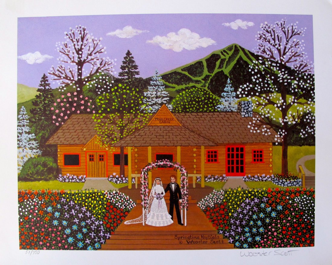 Wooster Scott, Jane: Jane Wooster Scott "Springtime Nuptials” Hand Signed Limited Edition Lithograph
