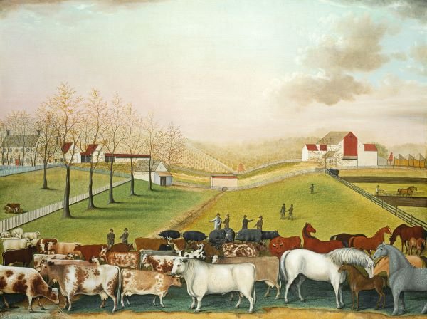 Edward Hicks. The Cornell Farm, 1848: Art Print on Canvas - Edward Hicks. The Cornell Farm, 1848
