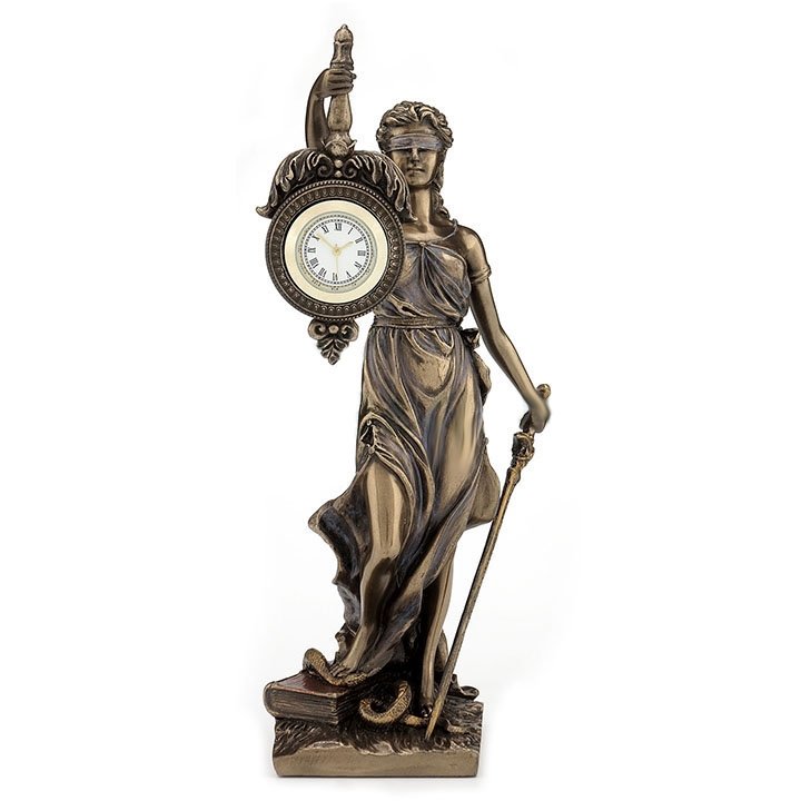 Bronze Art: La Justicia Clock Material: Cold Cast Bronze Size: (H)8 7/8