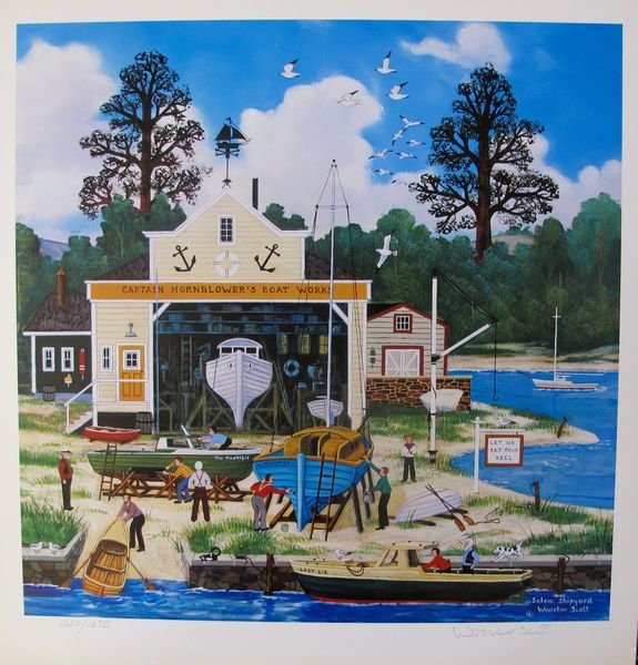 Wooster Scott, Jane: Jane Wooster Scott Salem Shipyard Hand Signed Limited Ed. Lithograph