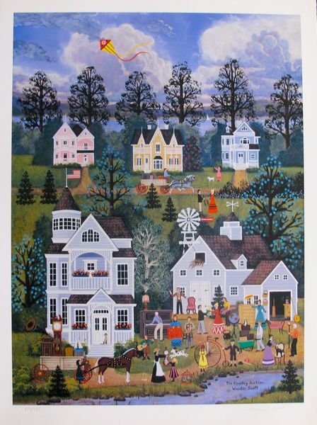 Wooster Scott, Jane: Jane Wooster Scott The Country Auction Hand Signed Limited Ed. Lithograph