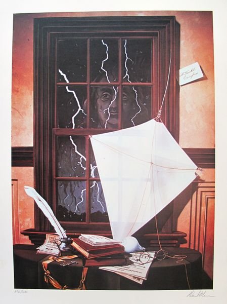 Mann, David: David Mann Tribute To Ben Franklin Hand Signed Limited Edition Lithograph