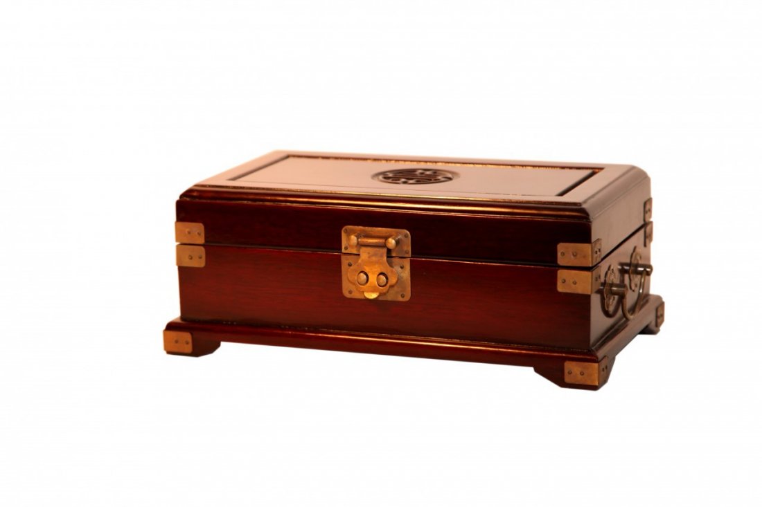 Carved Oriental Rosewood Jewelry Box (1 of 3)