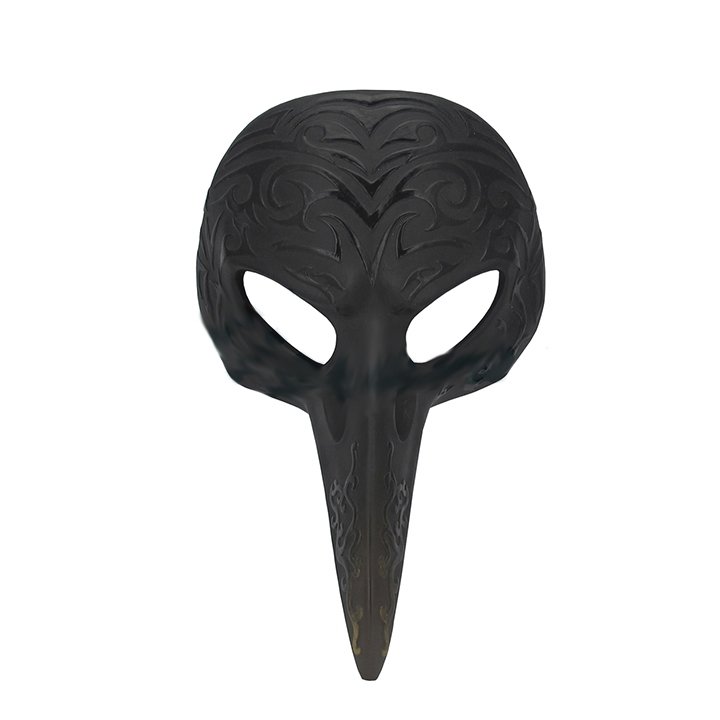 Statue: Patterned Crow Beak Mask Wall Plaque (Black) Material: Polystone Size: (L) 9 1/2