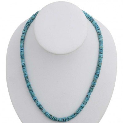 Native American Necklace: Turquoise 6mm Heishi Necklace Navajo His or Hers Choker