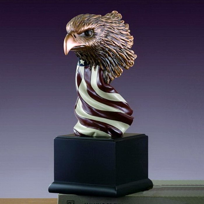 Bronze Eagle Head w/American Flag (1 of 1)