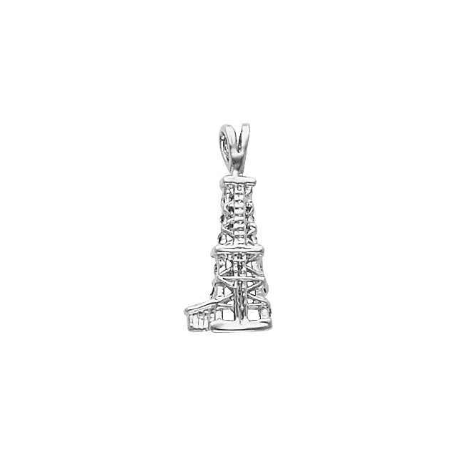 14kt White Oil Derrick Pendant with Open Back: 14kt White Oil Derrick Pendant with Open Back - 14Kt White -- Polished -- Oil Derrick Pendant With Open Back - DWT/Pennyweight: 0.837 - Gram Weight: 1.3
