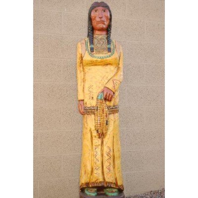 Native American Art: 5 Foot Cigar Store Indian Woman with Papoose by Native American Frank Gallagher