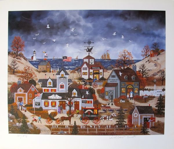 Jane Wooster Scott: Jane Wooster Scott Home Before Dark Hand Signed Limited Ed. Lithograph