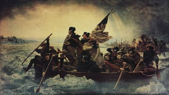 Emanuel Gottlieb Leutze. Washington Crossing the: Art Print on Canvas - Emanuel Gottlieb Leutze. Washington Crossing the Delaware