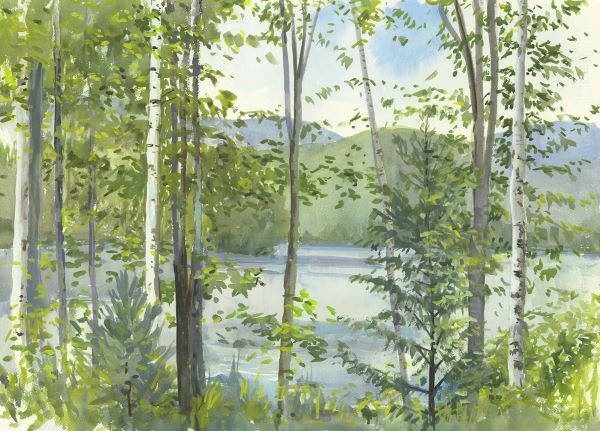 Elissa Gore. Summer Lake IV: Art Print on Canvas - Elissa Gore. Summer Lake IV