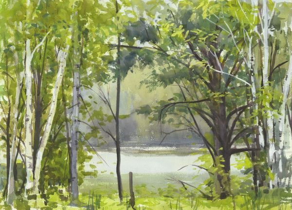 Elissa Gore. Summer Lake VI: Art Print on Canvas - Elissa Gore. Summer Lake VI