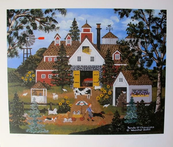 Jane Wooster Scott: Jane Wooster Scott Parade Of Champions Hand Signed Limited Ed. Lithograph