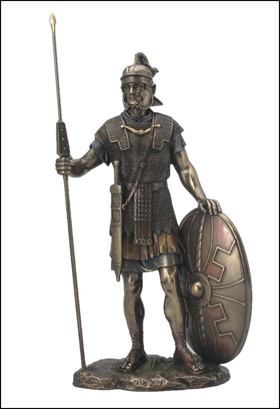Bronze Art: Roman Warrior With Spear And Shield Material: Cold Cast Bronze Size: (H) 14