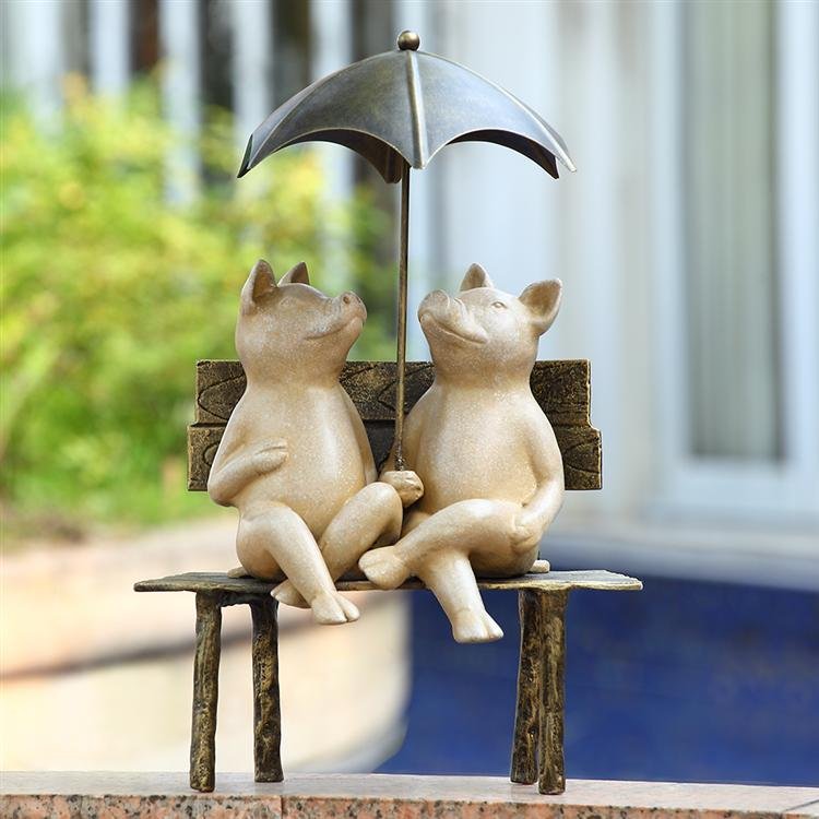 Contentment Garden Sculpture (two pigs with umbrella) (1 of 1)