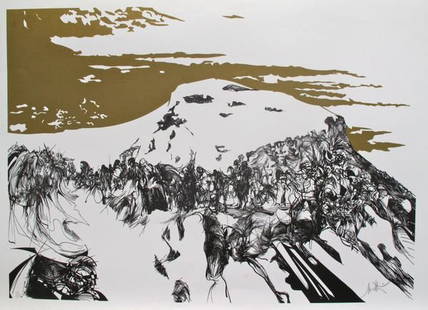 Raymond Moretti: Raymond Moretti Zealots Ascending Masada Hand Signed Limited Edition Lithograph