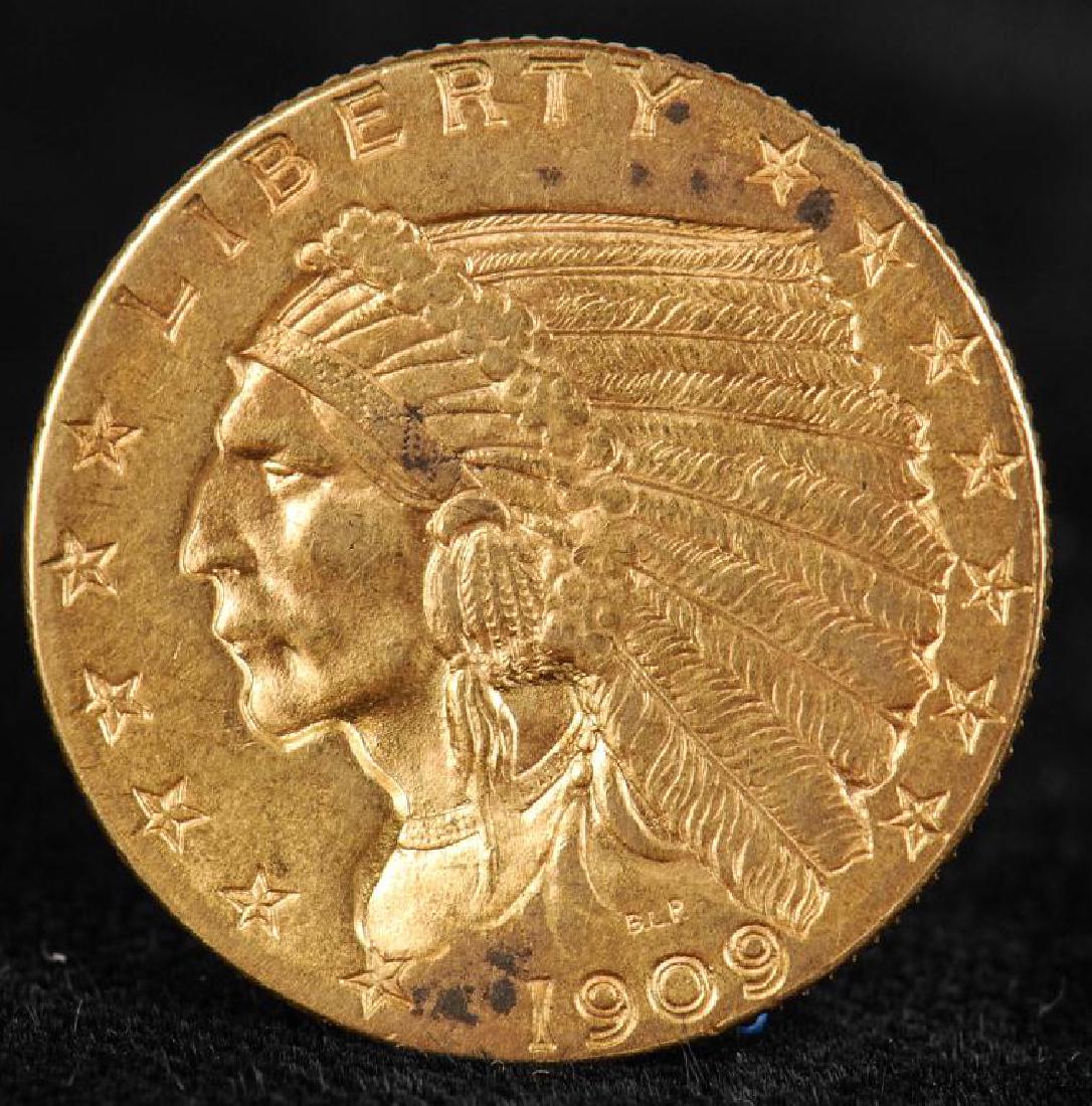 $2.50 INDIAN HEAD GOLD PIECE 1909 (1 of 3)
