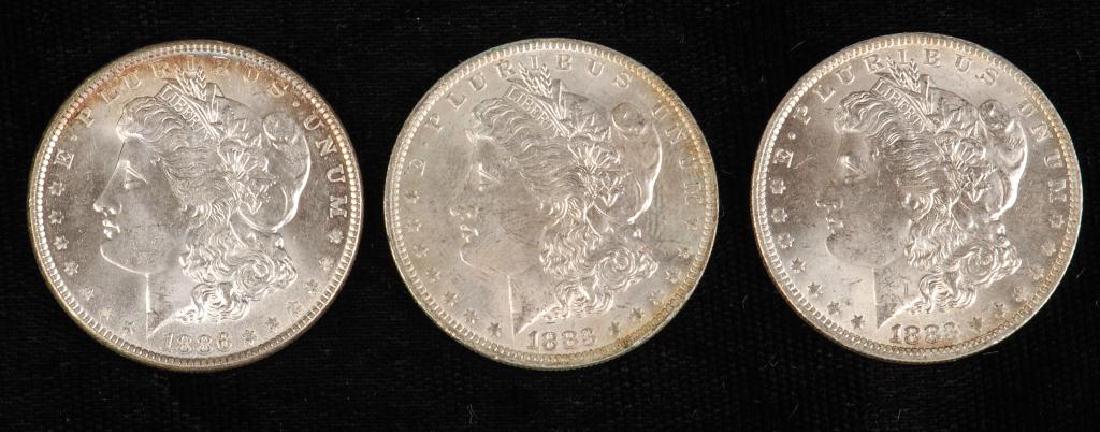 (3) MORGAN SILVER DOLLARS 1883-O and 1886 (1 of 4)