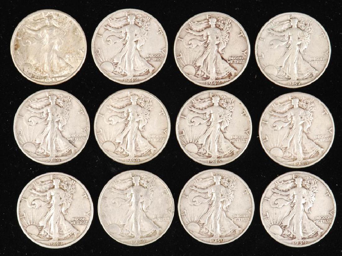 (12) WALKING LIBERTY HALF DOLLARS 1930's-1940's (1 of 20)