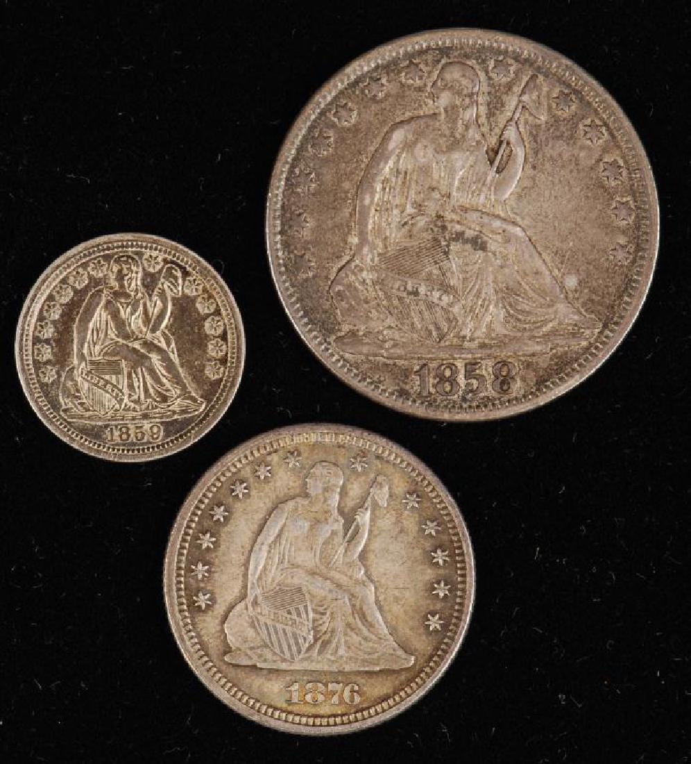 SEATED LIBERTY DIME, QUARTER AND HALF (1 of 6)