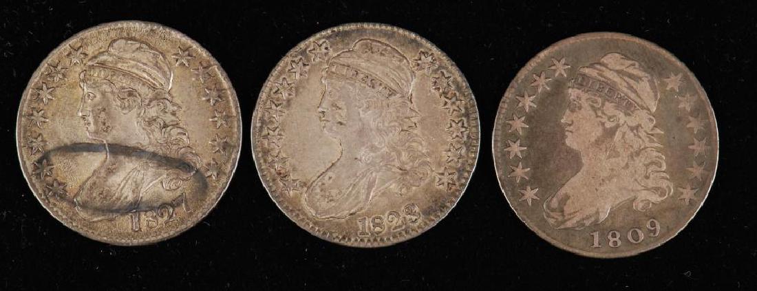 (3) CAPPED BUST SILVER HALF DOLLAR 1809,1823,1827 (1 of 9)