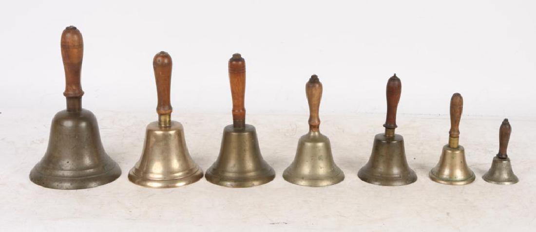 (7) ANTIQUE GRADUATING BRASS HAND BELLS (1 of 9)
