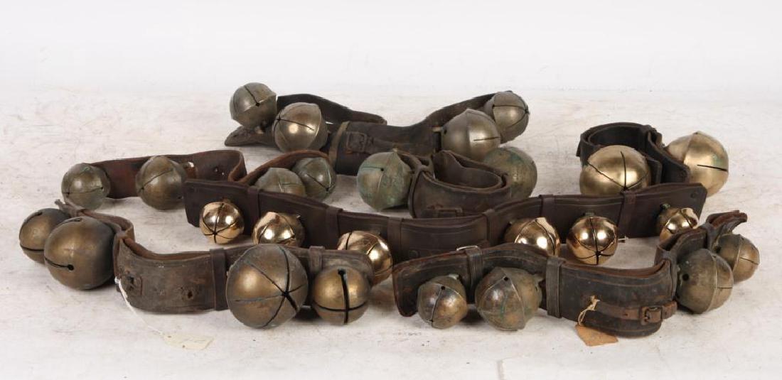 (7) ANTIQUE RUMP STRAP SLEIGH BELLS and (1) NEWER (1 of 5)