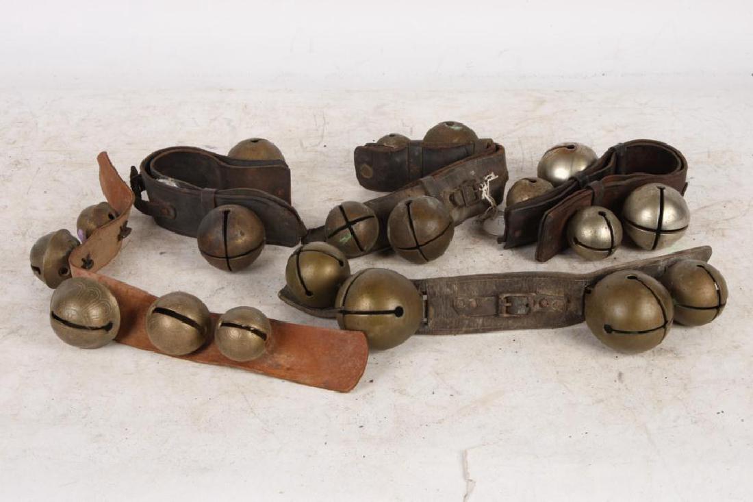 (4) ANTIQUE RUMP STRAP SLEIGH BELLS and (1) NEWER (1 of 7)