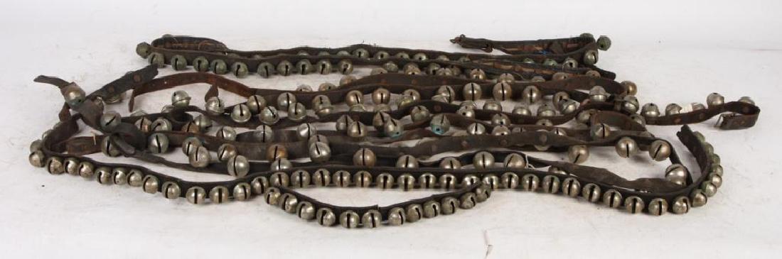 (5) ANTIQUE NICKEL PLATED SLEIGH BELLS ACORN etc (1 of 8)