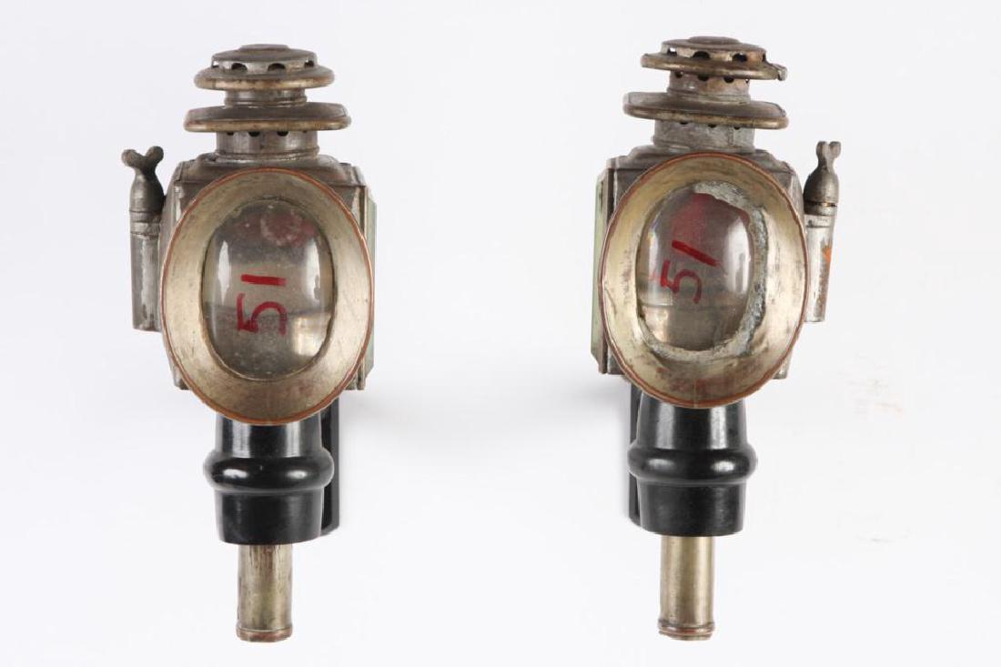 PAIR OF SPORTY CHAUNCEY-THOMAS CARRIAGE LAMPS: Candle. Height 14 inches