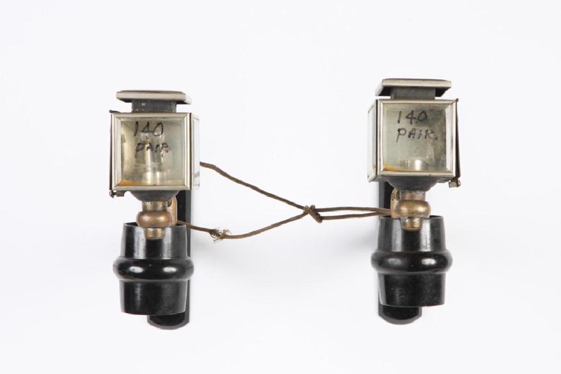 PAIR OF ELECTRIC CAR LAMPS and POLICEMAN'S LANTERN (1 of 2)
