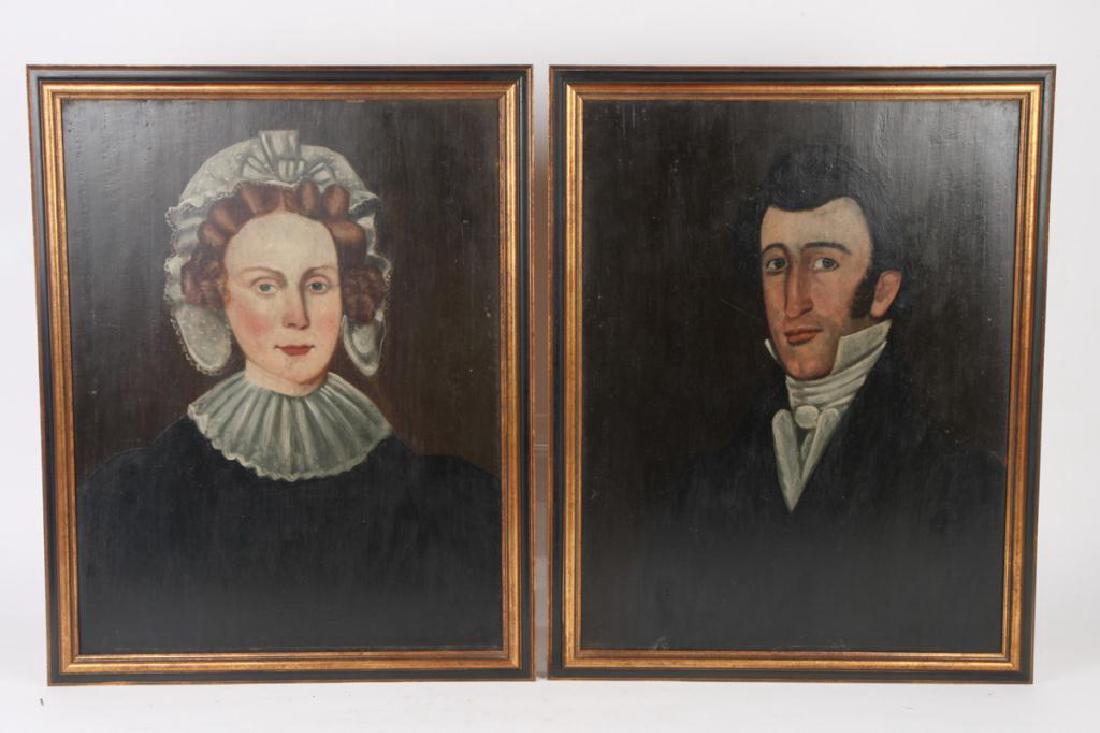 PAIR OF AMERICAN FOLK ART PORTRAITS (1 of 6)