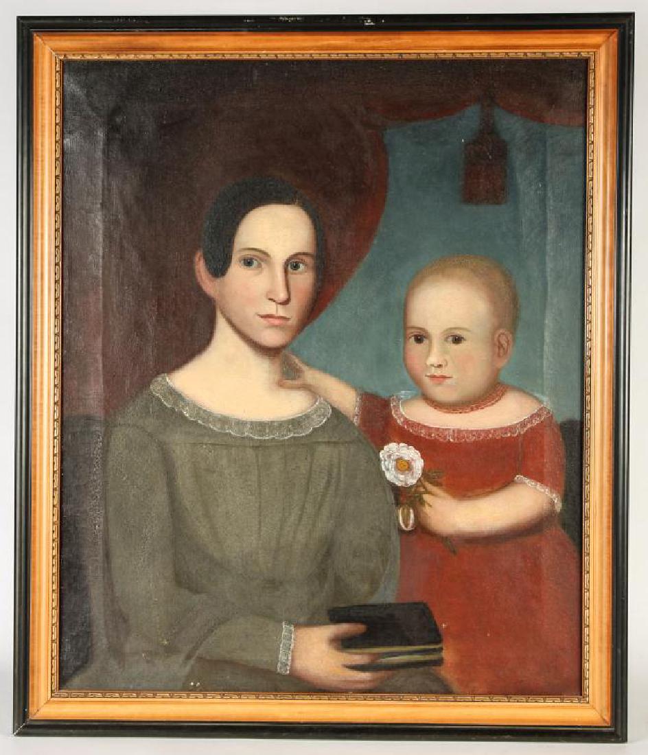 MANNER OF BELKNAP FOLK ART DOUBLE PORTRAIT (1 of 7)
