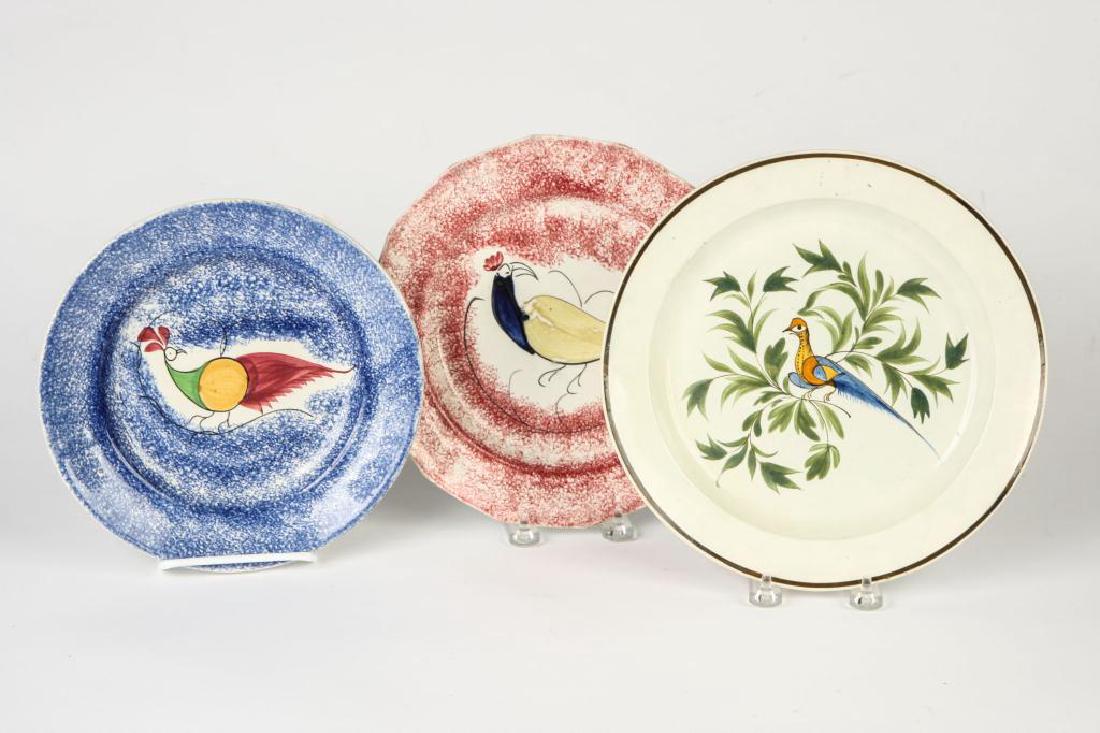 THREE BIRD DECORATED SPATTERWARE PLATES (1 of 10)