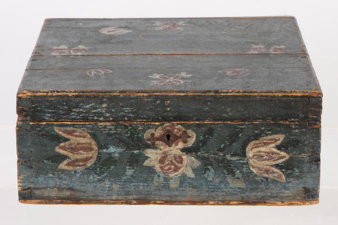 AMERICAN FOLK ART BLUE PAINTED DOCUMENTS BOX (1 of 6)