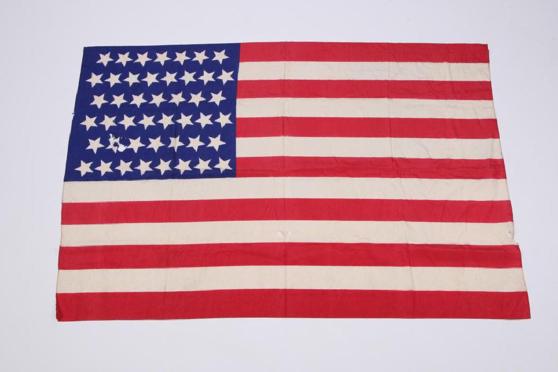 1896 ANTIQUE 45 STAR SILK FLAG: 46 x 30 1/2 inches.