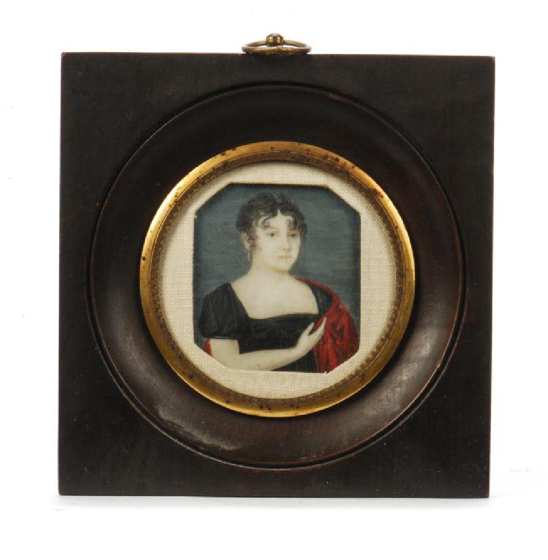 (19th c) AMERICAN SCHOOL PORTRAIT MINIATURE (1 of 4)