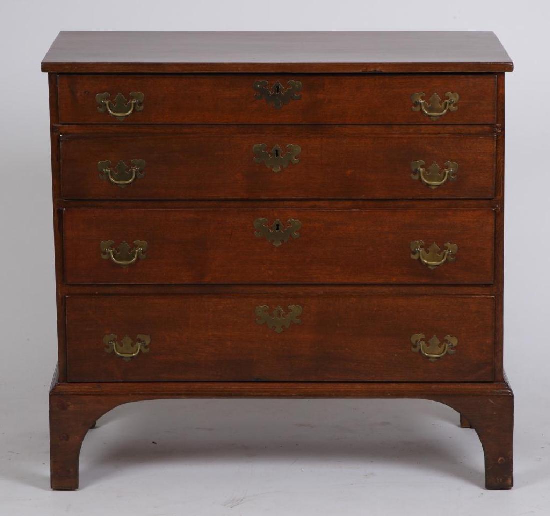 AMERICAN FEDERAL STAINED BIRCH CHEST OF DRAWERS: (4) Graduating drawers on tall bracket feet. 34 1/2 x 36 x 18 1/2 inches.